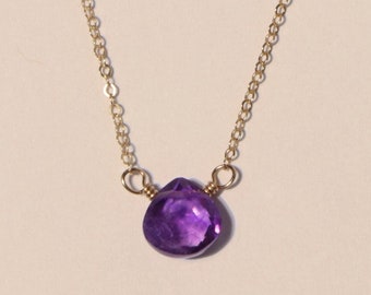 Amethyst necklace / February birthstone jewelry / Amethyst jewelry / Genuine Amethyst / Valentine's day gift / Minimalist