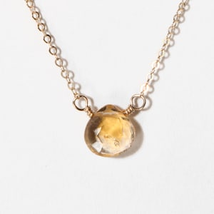 Genuine Citrine Necklace - Gold Filled, November Birthstone