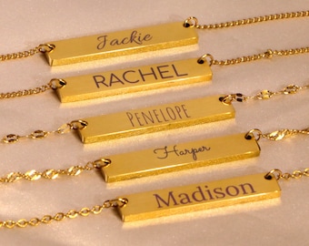 Collana Con Barretta In Argento 925 Personalizzabile - Incisione Gratuita Inclusa - Foto 4