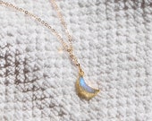Moonstone necklace Moonstone Gemstone Necklace Tiny Gemstone Necklace Crystal moon necklace Moonstone jewelry June birthstone