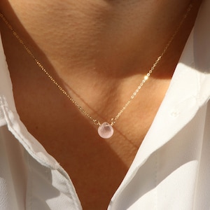 Rose quartz necklace / Genuine rose quartz jewelry / Crystal necklace / Dainty gemstone necklace / Birthstone necklace/Valentine's day gift