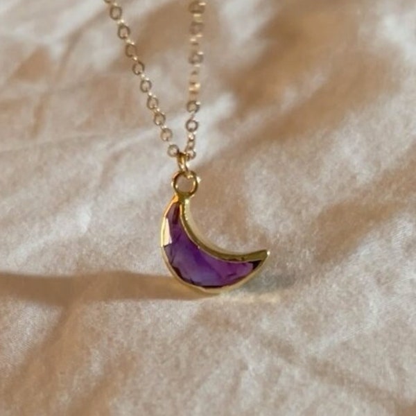 Amethyst necklace • Amethyst pendant • Amethyst jewelry • February birthstone pendant • Dainty gemstone necklace • Gold necklace