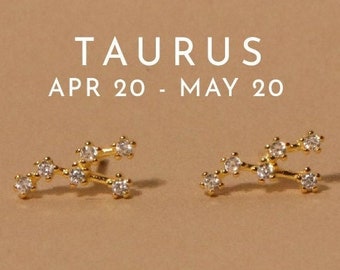 Taurus • Taurus earrings 1pair • Constellation earrings • Celestial earrings • Astrology • 925 sterling silver • Minimalist gold stud