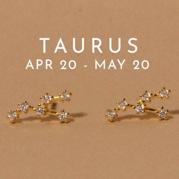 Taurus • Taurus earrings 1pair • Constellation earrings • Celestial earrings • Astrology • 925 sterling silver • Minimalist gold stud