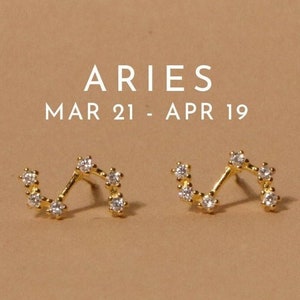 Aries • Aries earrings 1pair • Constellation earrings • Celestial earrings • Astrology earrings • 925 sterling silver • Minimalist gold stud