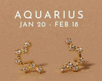 Aquarius • Aquarius earrings 1pair • Constellation earrings • Celestial earrings • Astrology • 925 sterling silver • Minimalist gold stud