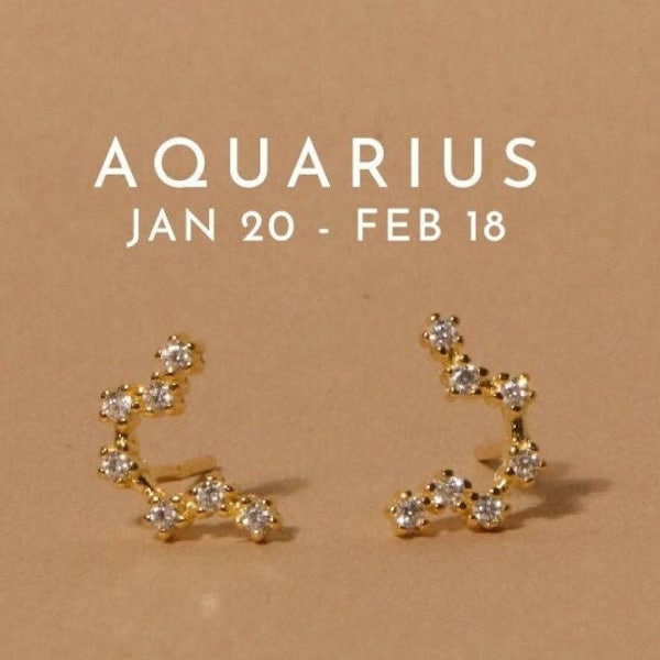 Aquarius • Aquarius earrings 1pair • Constellation earrings • Celestial earrings • Astrology • 925 sterling silver • Minimalist gold stud