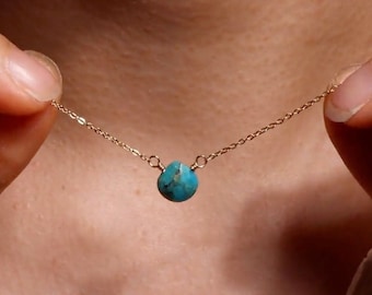 Turquoise necklace / December birthstone necklace / Minimalist jewelry / Dainty gemstone necklace/Turquoise stone/Gift for her/Gold jewelry