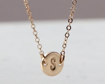 Tiny Initial Necklace •  Small Disk Necklace • Birthday Gift For Her • Personalized initial • Tiny Gold Necklace • Gold • Silver