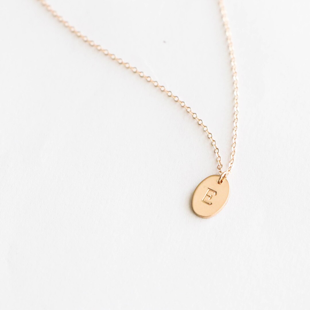 Oval Necklace Simple Oval Initial Necklace Dainty Custom Initial Necklace Gold Necklace Silver