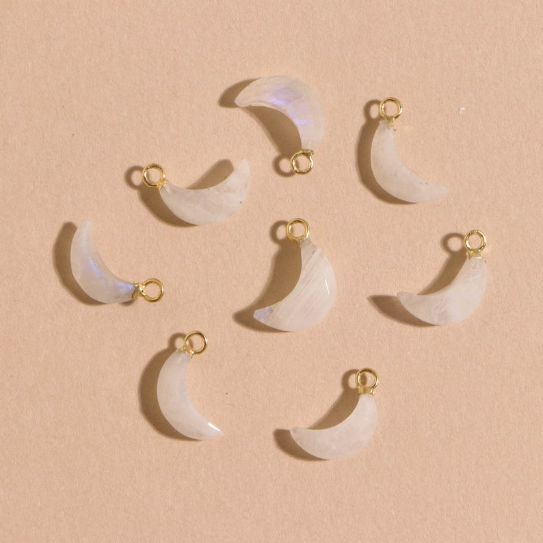 Moonstone earrings / Gold gemstone pendants/ June birthstone jewelry / Moonstone jewelry / Moon earrings /Crescent earrings/Crystal earrings image 6