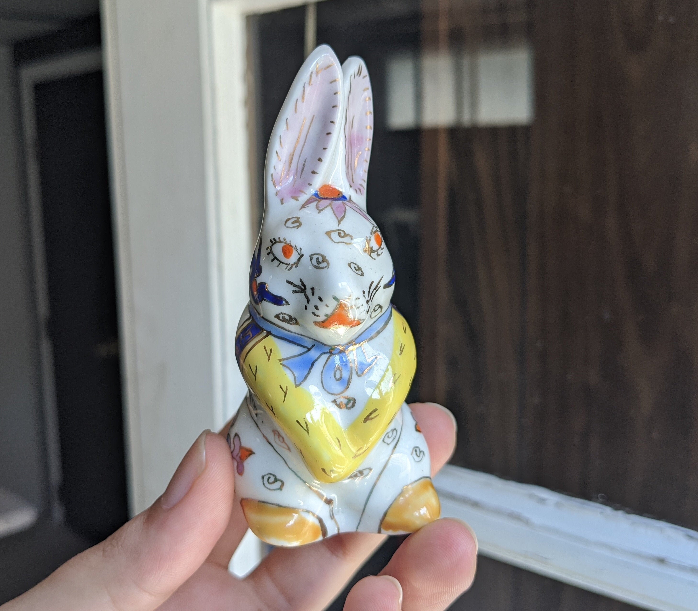 Vintage Ceramic Patterned Rabbit Spotted Bunny With - Etsy
