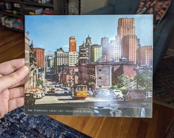 Vintage San Francisco Cable Car Photograph: 1950s Street Scene (6.5" x 8.25")