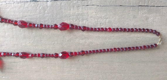 Unique 30" Red Glass Beaded Necklace  - Beautiful… - image 8