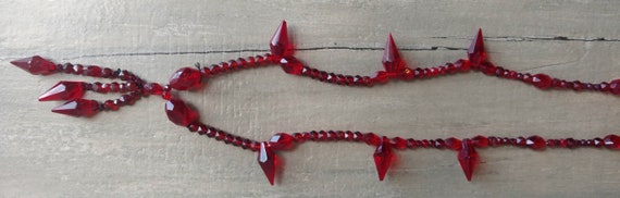 Unique 30" Red Glass Beaded Necklace  - Beautiful… - image 7
