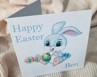 Personalized Easter Bunny Card: 5x5 Hammered Card