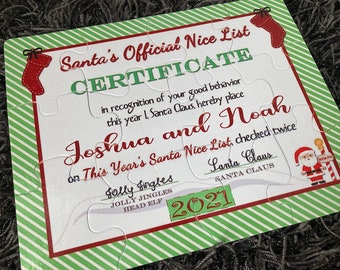 Personalized Santa's Nice List Jigsaw Puzzle: Christmas Eve Gift