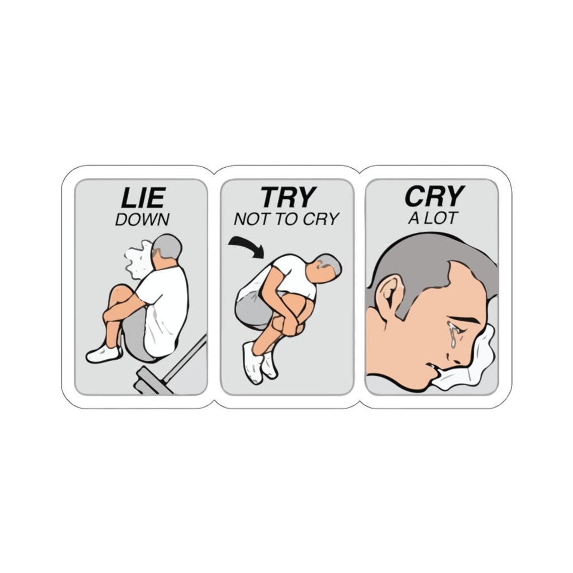 Lie Down / Try Not To Cry / Cry A Lot Meme Decal Sticker Etsy