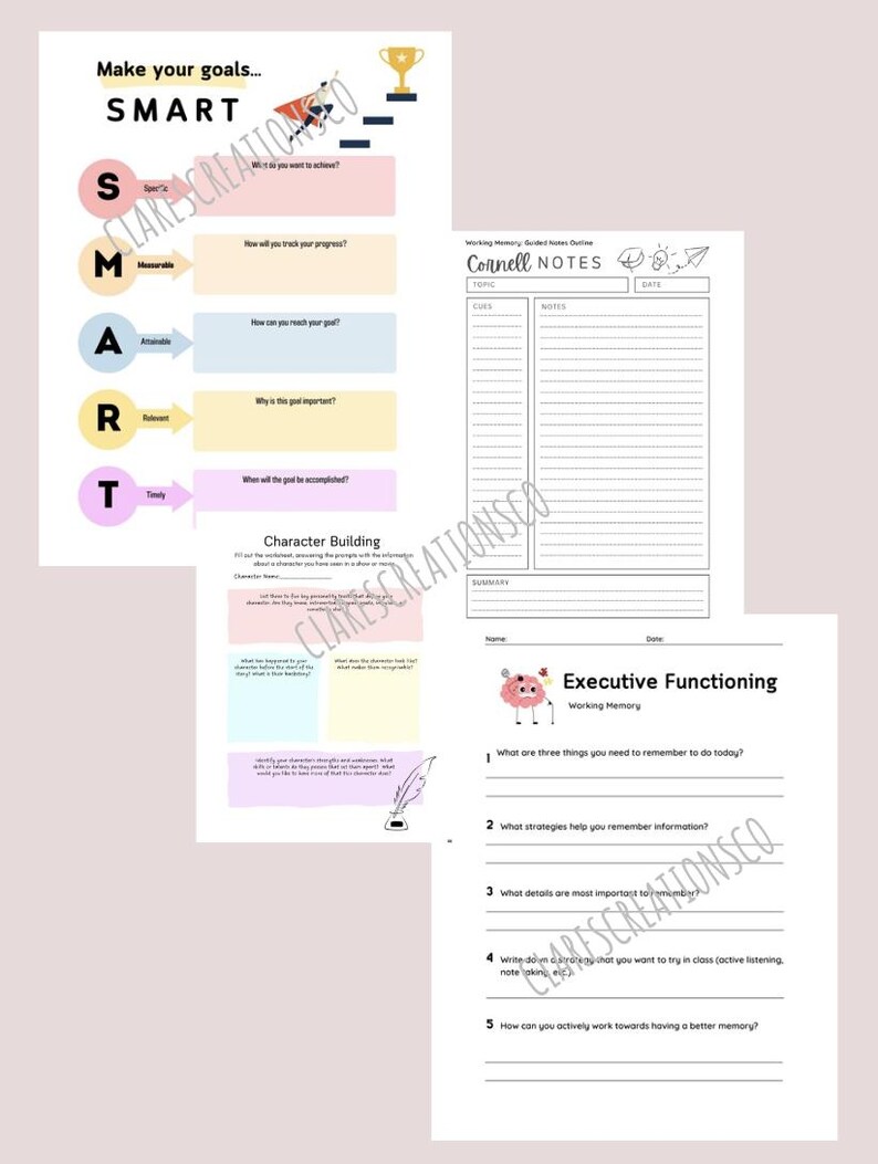 Executive Functioning Worksheets and Activities - Etsy
