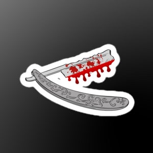 Sweeney Todd Inspired Bloody Razor Bubble-Free Stickers