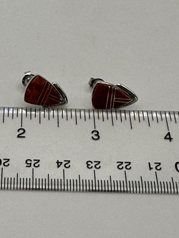 Sterling Native Amer Arrowhead Shaped Earrings Sp… - image 5