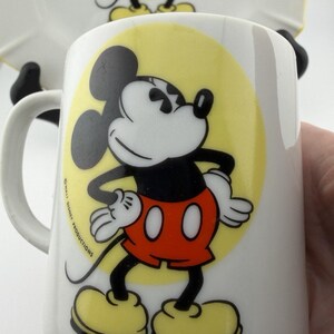 Walt Disney 1970's Japan Made Mickey Mouse Plate and Mug Set Ceramic Yellow Rim image 5