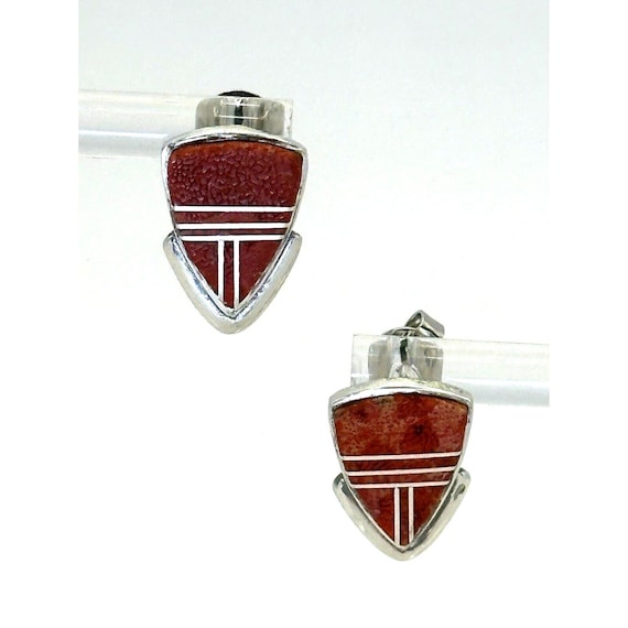 Sterling Native Amer Arrowhead Shaped Earrings Sp… - image 1