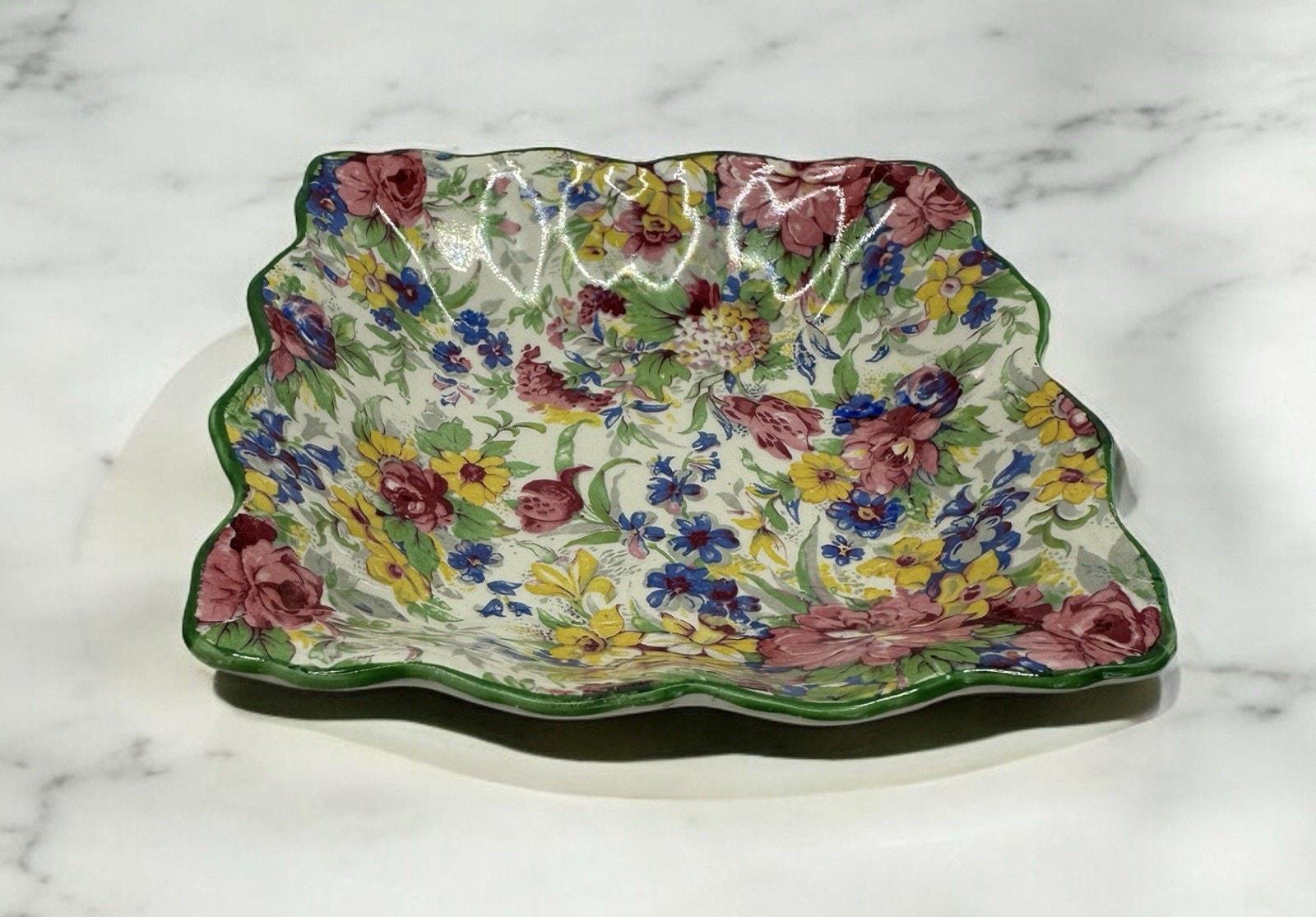 Midwinter Porcelain Chintz Brama Pattern 5 Inch Square Candy