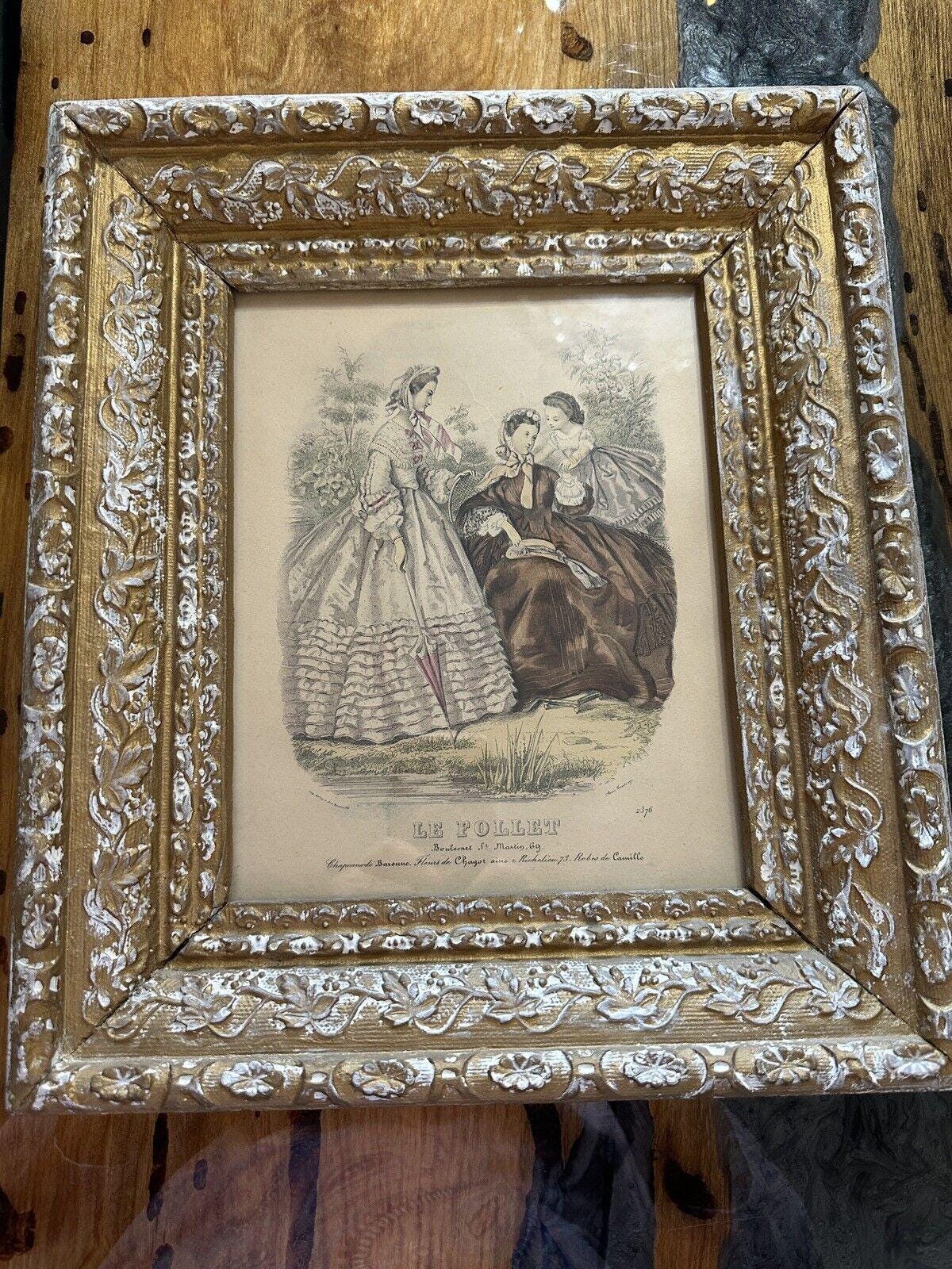 フランスアンティーク　LE FOLLET　ファッションフレーム　手彩色銅版画 12_000000013406.jpg?1678209903