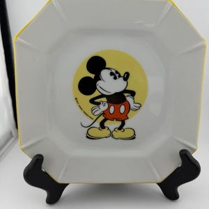 Walt Disney 1970's Japan Made Mickey Mouse Plate and Mug Set Ceramic Yellow Rim image 3