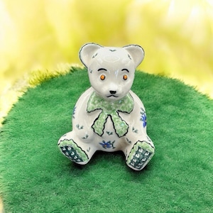 Boleslawiec Polish Pottery Hand Painted Ceramic Bear 5 Inches Unikat Pattern