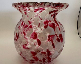 Clichy Glass Vase Pink And White Swirl Confetti 1930’s