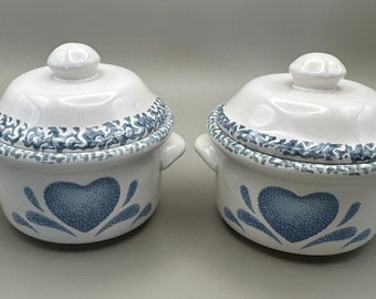 Corelle Blue Hearts - Cazuela/plato hondo pequeño con tapa, gres, 2 unidades