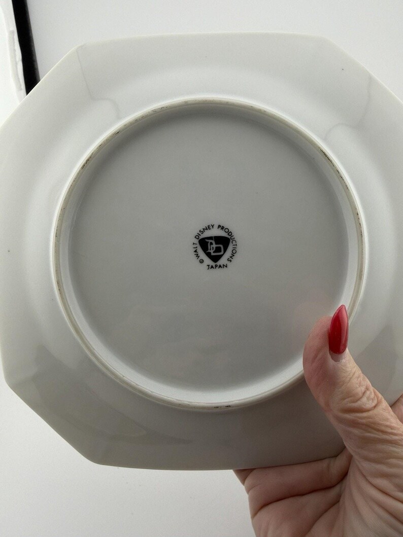 Walt Disney 1970's Japan Made Mickey Mouse Plate and Mug Set Ceramic Yellow Rim image 8
