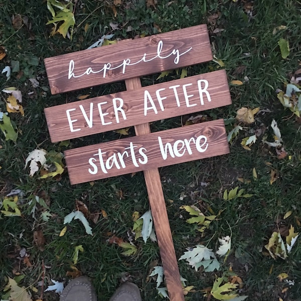 Happily Ever After Starts Here, Wedding Sign, Outdoor, Wood Sign, Wedding,  Welcome, Outdoor Ceremony, Love Sign, Ceremony, Reception, Happy