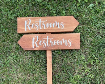 1-3 Wedding Arrows on Stake, Reception, Restrooms, Cocktail Hour, Ceremony, This Way, 4.5x18 inch Directional Arrow, Bridal, Wedding Sign