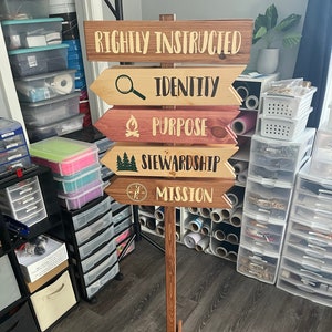 2-6 Large Directional Arrows With Free Standing Post, 3.5x18 Inch, Custom Travel Signs, Personalized, Pinwheel Base, Event Signage, Business