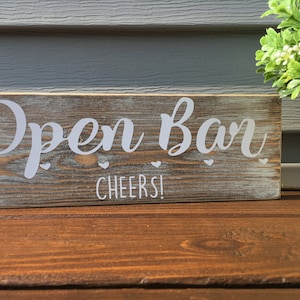 Placa de bar aberto, Cheers, decoração de casamento, presente de chá de bebê, presente de casamento, bebidas, presentes de feriado, Tiki Bar, Man Cave, bar no porão, decoração de casa, madeira