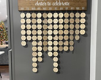 Family & Friends Dates to Celebrate, Family Birthdays Celebration Board, Wood Sign, Anniversary, Name Tags, Date Reminder, Home Calendar