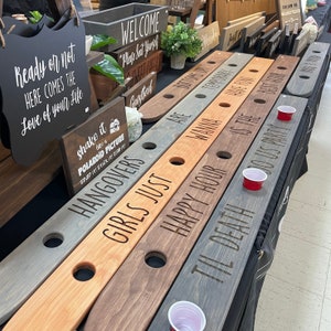 Shot Board, 3 Person Ski, Bridal Party Shot Board, Engraved Ski Board for Shots, Custom, Bachelorette, Wedding, Photo Prop, Custom, 48 Inch