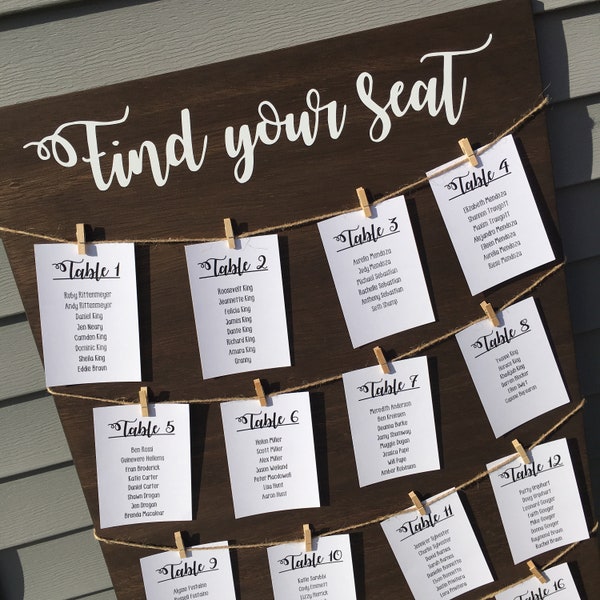 Wedding Seating Chart, Find Your Seat, Please Be Seated, Find Your Destination, Blank Seating Chart, Wedding, Shower, Games, Decor, Wood