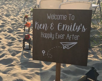 Custom Welcome Sign 18x18, Bridal Welcome, Baby Shower, Wedding Welcome, Event Decor, I Do, Happily Ever After, Bridal, Wood, Custom