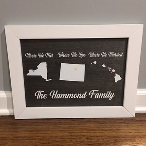 Met, Live, Married, Personalized Frame, 10x14, 12x16, Custom Decor, Wedding, Bridal, Unique Couple Gift Idea, Home Decor, Wood Frame Sign