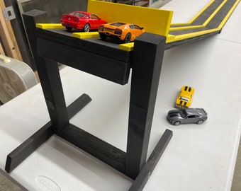 3 INCH LANES, 6' Kids Race Car Track + Stand + Extension, 2-4 Lane Wooden Ramp, Pretend Road, Monster Truck Raceway