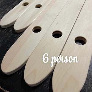 Unfinished or Stained  Shot Board, 6 Person Ski, Wedding Shot Board, Ski Board for Shots, DIY Ski, Bachelor, Party, Wood Guestbook, 76 Inch