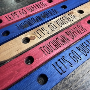 Football Shot Board, 2 Person, Custom Ski, Shot Board, Let’s Go Buffalo, Sports Decor, Ski Board for Shots, Touchdown, Engraved, 32 Inch