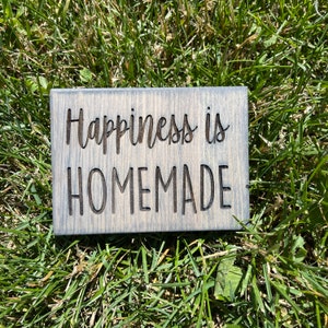 Happiness is Homemade, Farm Decor, Small Block, Home Decor, House Warming, Laser Engraved Gift, Shelf Sitter, Rustic, Support Local