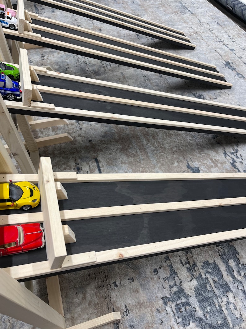 2 INCH WIDE LANES, 4' Kids Race Car Track + Adjustable Height Stand, 2 ...