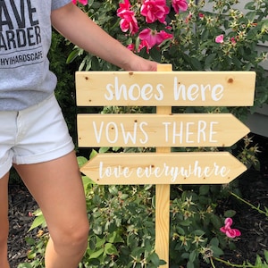 Custom Shoes Here Vows There Love Everywhere, Beach Wedding Sign, Outdoor Directional Sign, Wedding Signs, Love Sign, Ceremony