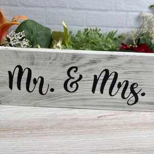 Mr Mrs, 3.5x10 Inch Display Table, Sweetheart Table, Wood, Rustic, Shower, Wedding, Bride, Groom, Photo Prop, Head Table, Bridal Decor